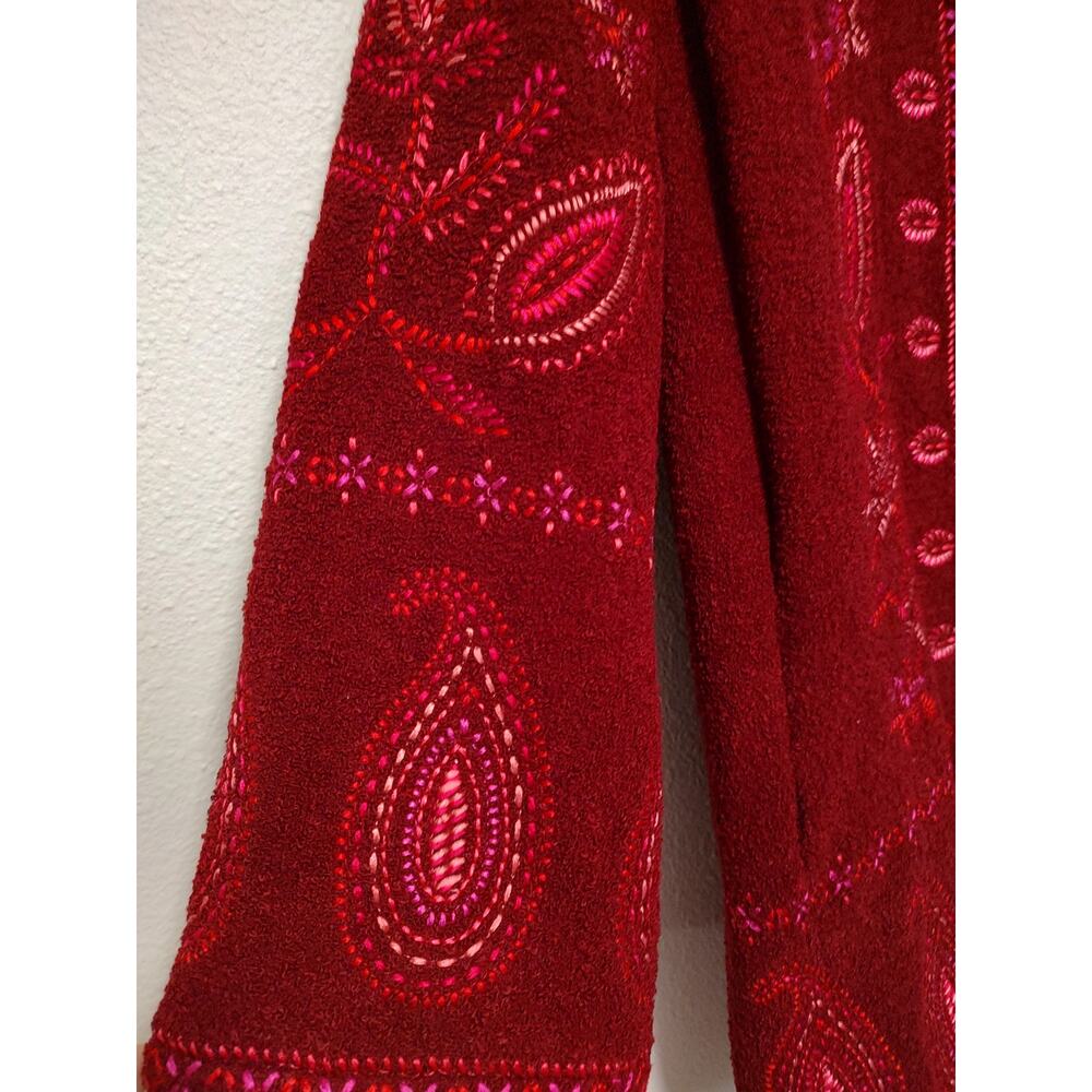 Linea by Louis Dell'Olio Red Raspberry Embroidered Wool Blend Button Up Coat 2X - Picture 9 of 10